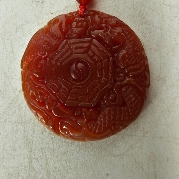 Vintage red agate pendant necklace with red‎ agate beads - Picture 6 of 7